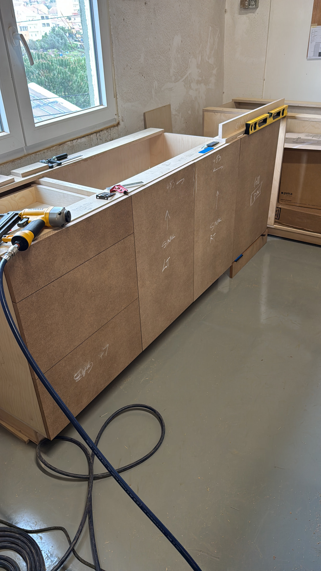 Kitchen sink run set out on site