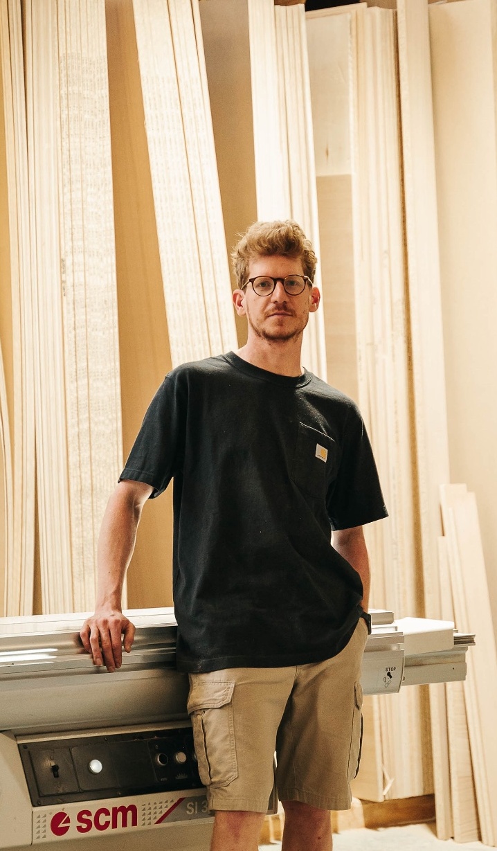 Martin fitting a drawer front by hand